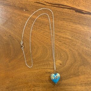 Blue Heart Pendant Necklace - Women Jewelry
